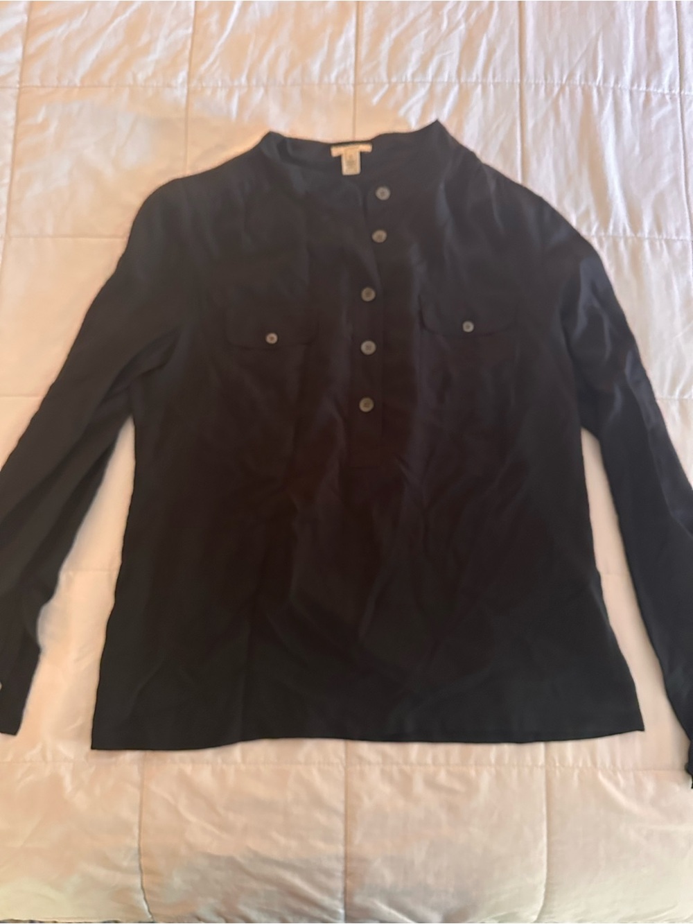 J. Crew Black Long-Sleeve Button-Front Casual Shirt